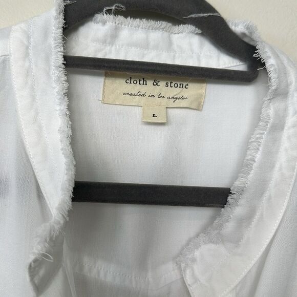 Anthropologie Cloth & Stone White Western Style Shirt Dress L - Picture 6 of 7